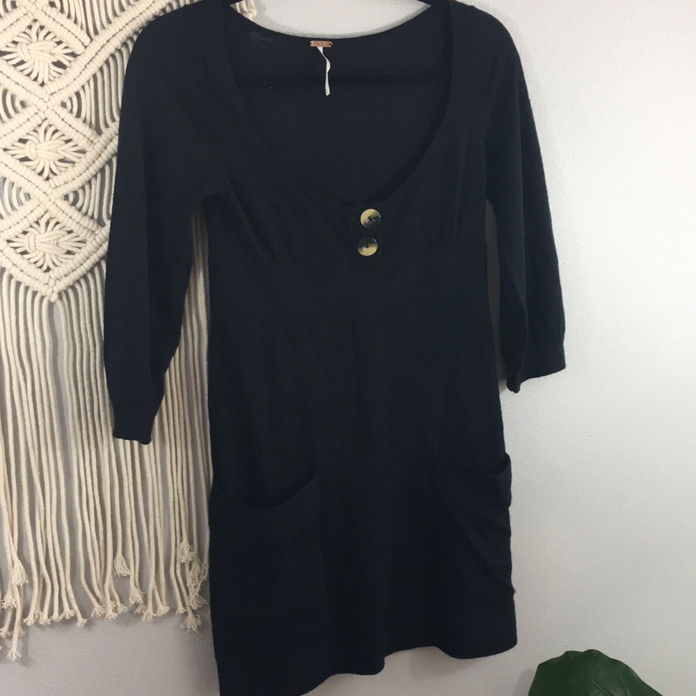 Free People black tunic with pockets Sz S
